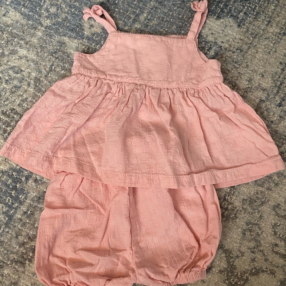 Mamas & Papas Pink Top & Bloomers 3-6M